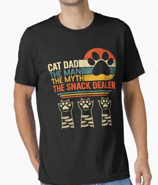 Vintage Cat Dad The Man Myth Snack Dealer Funny Fathers Day T-Shirt XXXXL