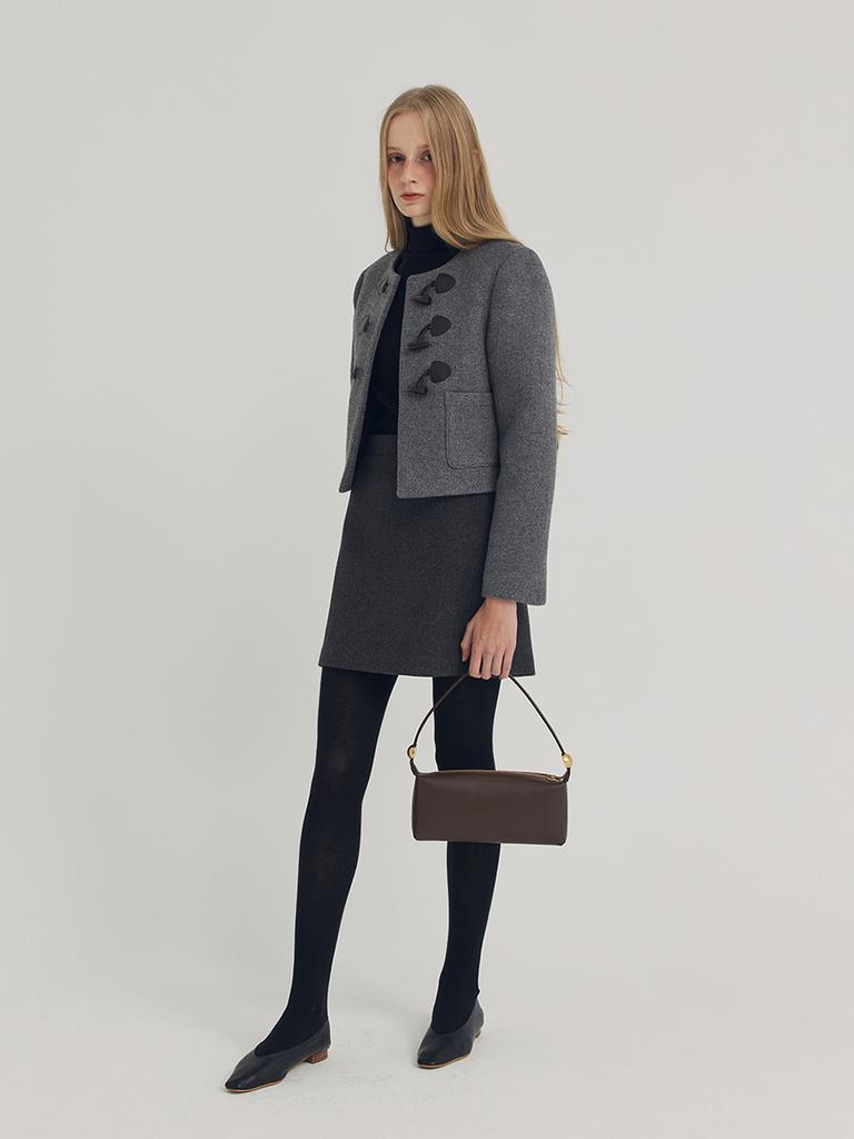 Leusejiem Tencel Wool Mini Skirt - Charcoal
