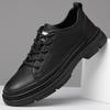 Fashion 2025 New Designer Casual Leather Shoes for Men Solid Color Lace Platform Shoes Male Spring Autumn Low Top Fashion Work Shoes Man