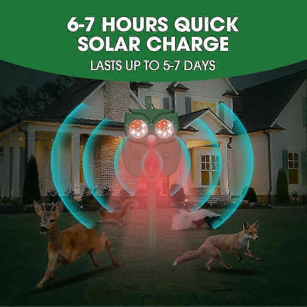 Solar Ultraschall Tiervertreiber mit Bewegungserkennung, LED Blitzlicht, Wasserdichter Außenbereich Abwehrer für Hunde, Fuchs, Kaninchen, Waschbär, Eichhörnchen