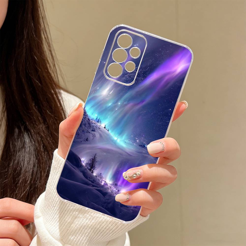 Northern Lights  Phone Case Transparent Silicone Soft For Samsung S25,S24,S21,S22,S23,S30,Ultra,S20,Plus,Fe