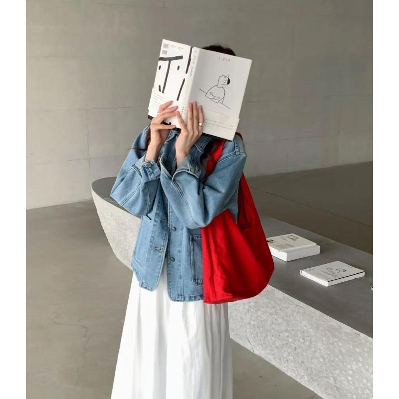 Литературная и ретро повседневная ленивая сумка-тоут универсальная студенческая наплечная подмышечная холщовая сумка сумка для матери и ребенка красный