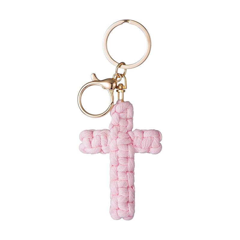 Bohemian Hand-Woven Cross Keychain Pendant Keyring Charm Car Decoration Bag Charm Jewelry Gift
