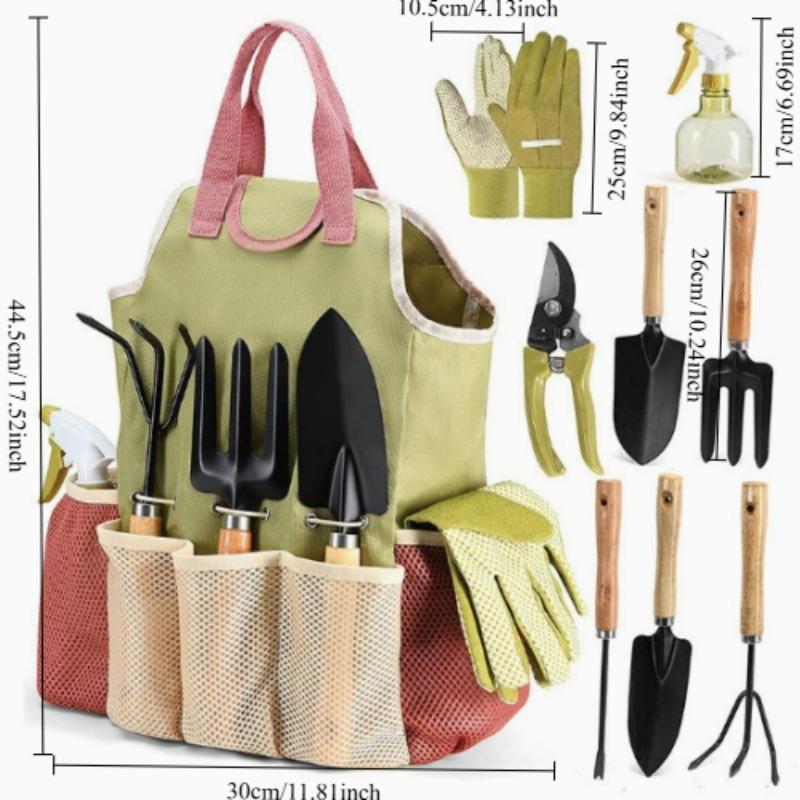 9 Piece Garden Tool Set Outdoor Gardening Kit Heavy Duty Pruning Shears with Storage Bag Gift
