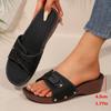 Fashion Slippers for Women Fashion Thick Heeled Sandals Summer New Wedge Slippers Adjustable Belt Buckle Rivet Slippers Sandalias Mujer