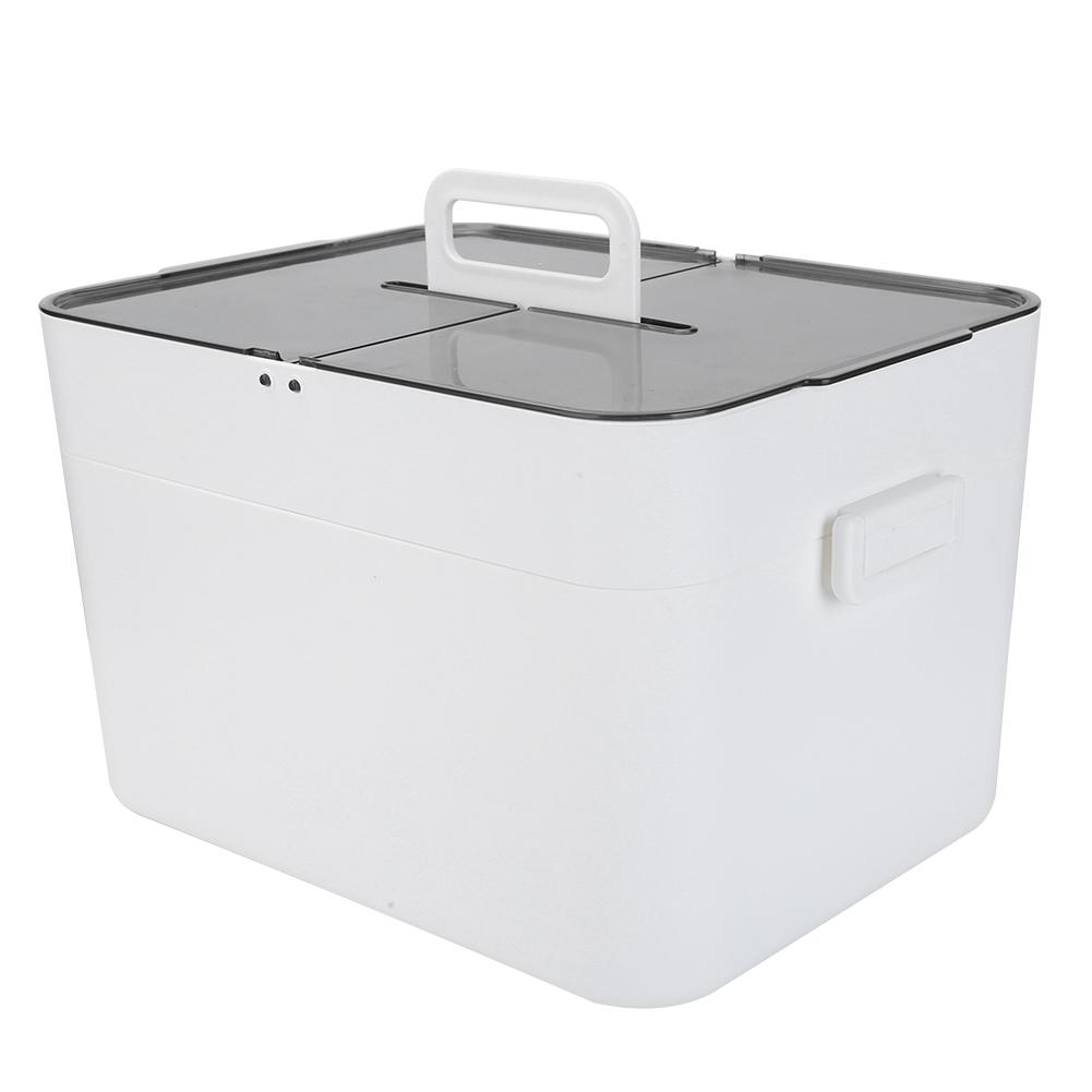 Aufbewahrungsbox, groß, doppellagig, fürs Büro, weißes Kunststofffach, staubdicht, Medikamententruhe