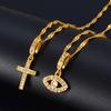 Anniyo Small Size Charm Eye Cross Stone Pendant Necklace Women Girls Trendy Birthday Party Items,Factory Wholesale Price #201709