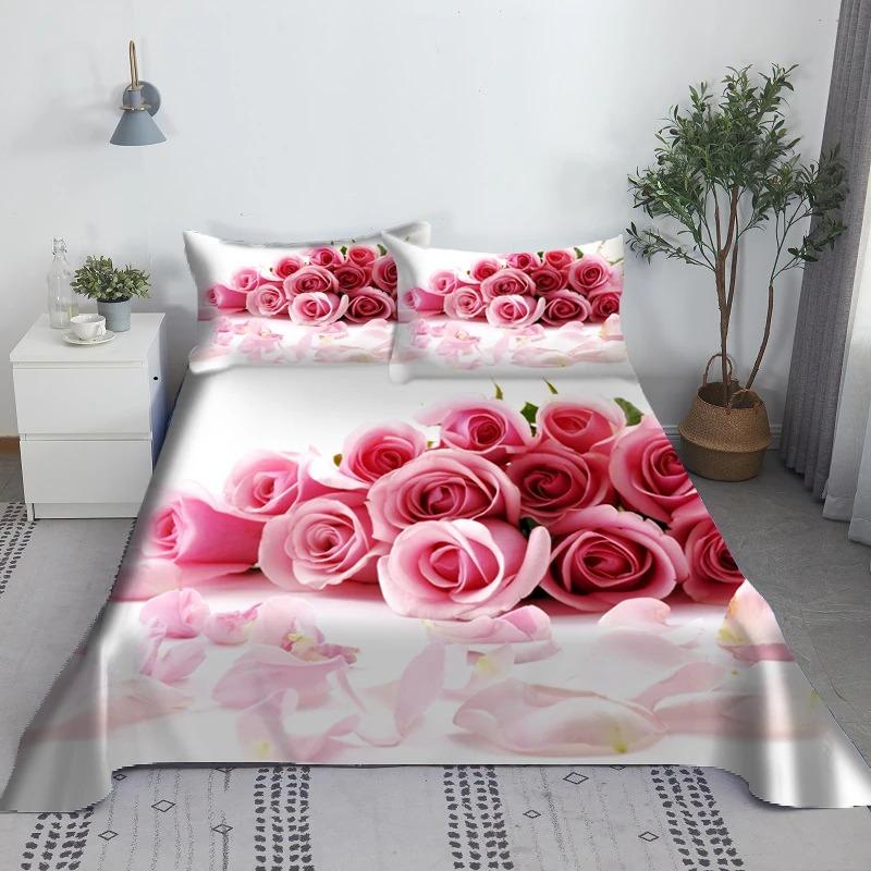 Custom Flower Red Rose Comfortable Duvet Quilt Cover Pillowcase Bedding Set Children Bedroom Decoration Home Textile
