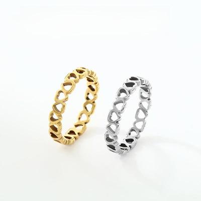 Edelstahl Hohlherz Design Titanring für Damen