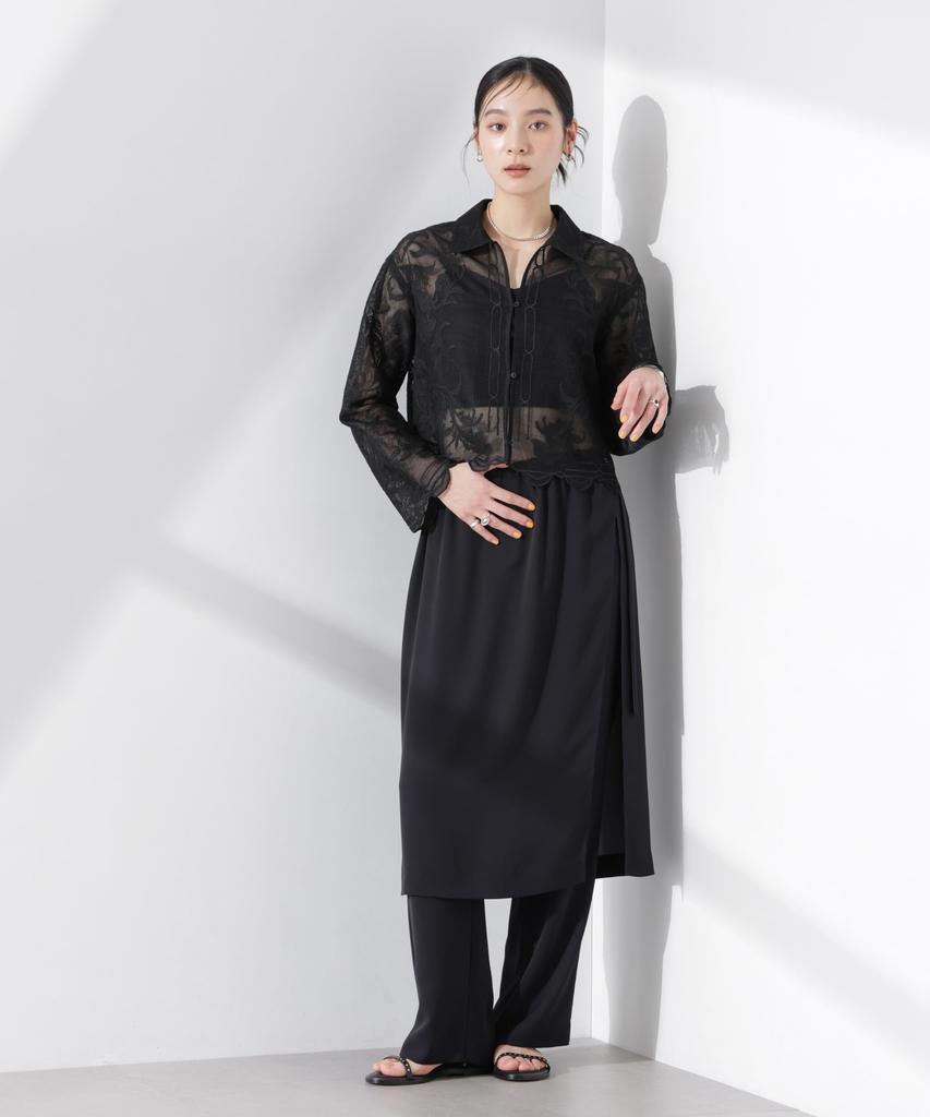 Nano Universe Stretch Punch Bra Top with Size Cups, Women's, M, 010, Black, 669-5124317