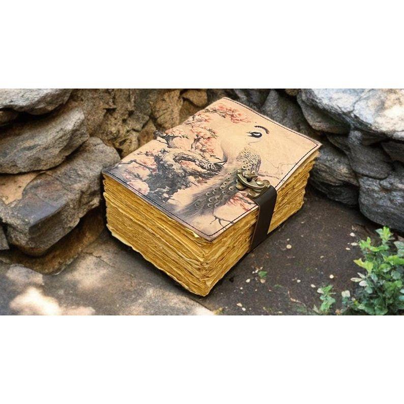 Peacock Leather Journal • Vintage Handmade journal • Travel Diary Gift for Writer •