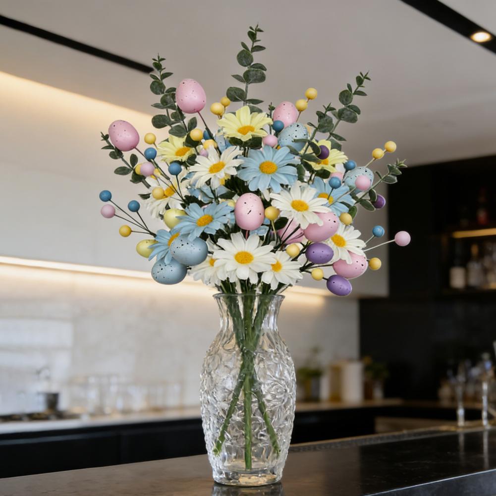 Easter Egg Stems Spring Artificial Floral Picks Simulated Foam Egg Branch for Home Vase Filler Table Centerpiece