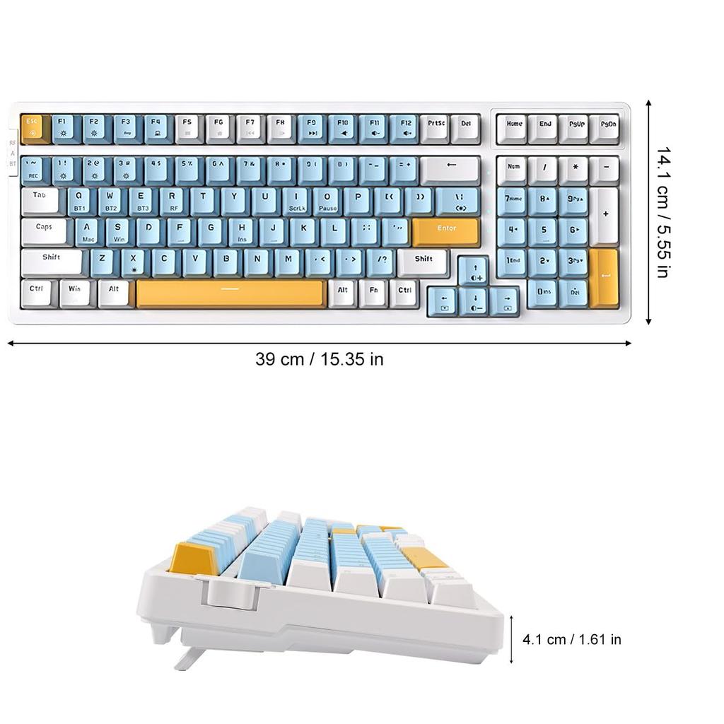 Merdia Mechanical Keyboard, Type-C Wired, 2.4G, 100 Keys, Independent Key Switches, LED Backlight, English Layout, ABS Material, for Mac & Windows,