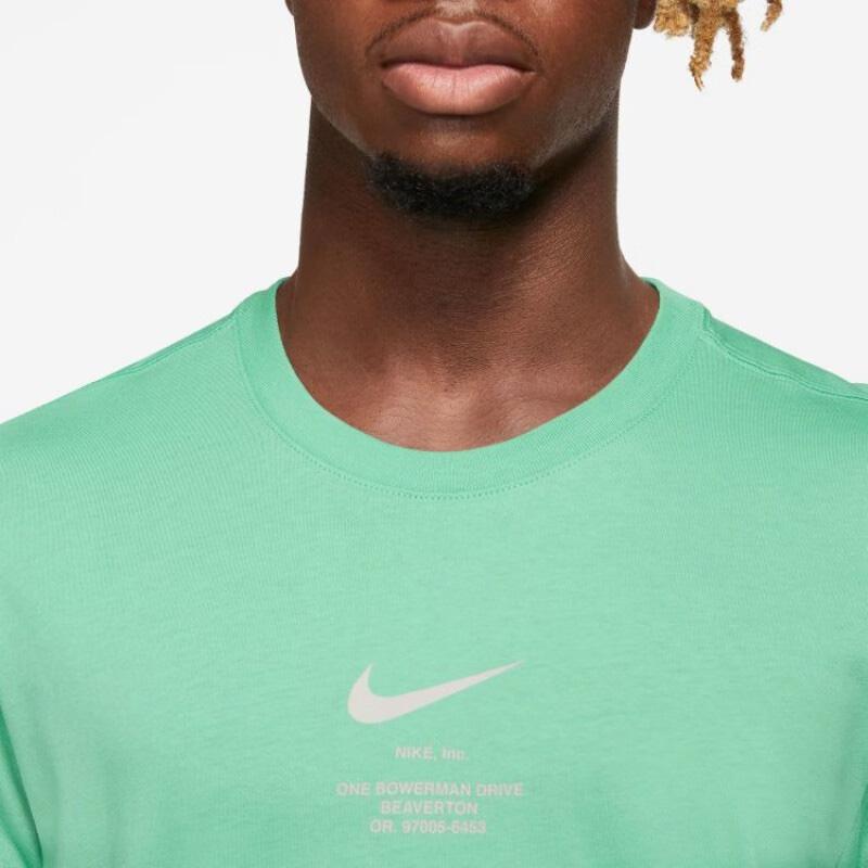 Nike Letter Pattern Round Neck Pullover Loose Short Sleeve T-Shirt Men Tops Green DZ2882-363