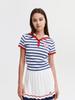 SERGIO TACCHINI W Sabatini Striped Sailor Collar Short Sleeve Sweater