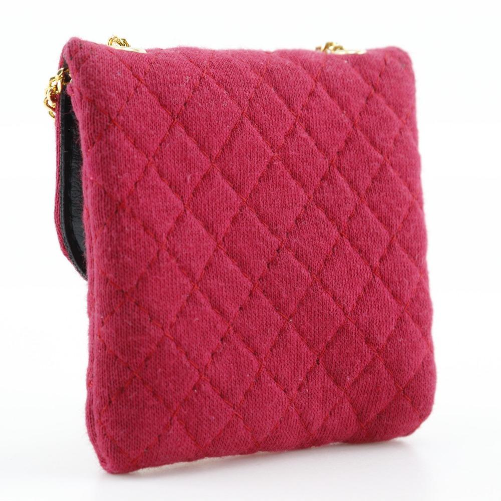 CHANEL Chain pouch Pouch micro Red cotton Women Used