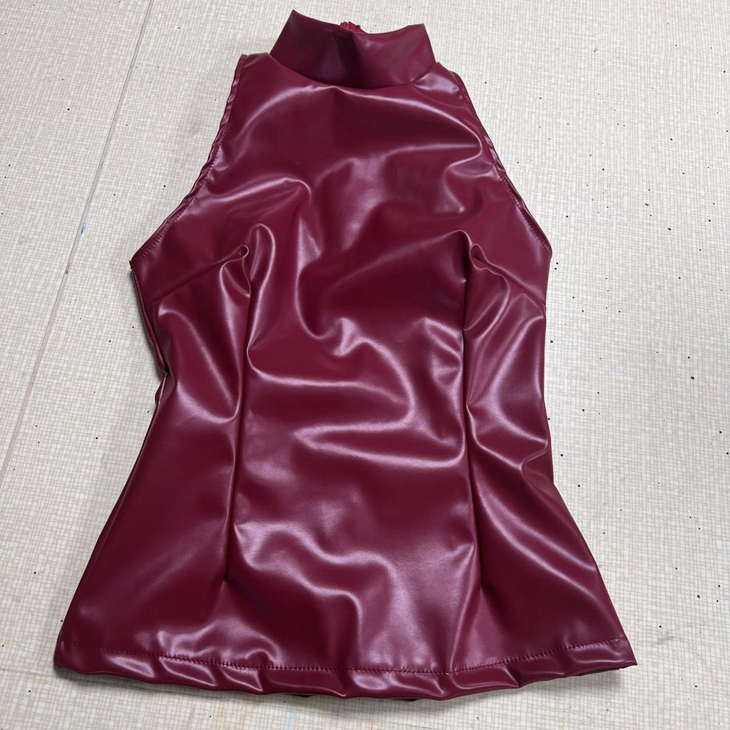 Women's Solid Colour Slimming Half High Neck Sleeveless Vest Top