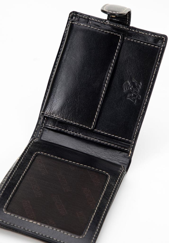 Wittchen Women's Leather Wallet With Stitching, Black, Natural Leather