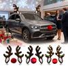 Reindeer Decoration Elk Antler Car Vehicle Nose Horn Costume Decor Set Rudolph Christmas Reindeer Antlers Red Nose Ornaments