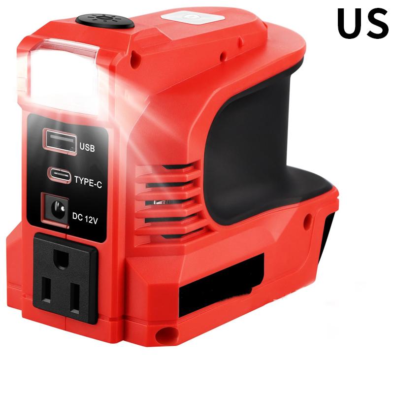 180W Power Adapter For Makita/Bosch/Dewalt/Milwaukee18V/20V Battery DC 20V to AC 110-120V Power Inverter with LED Light