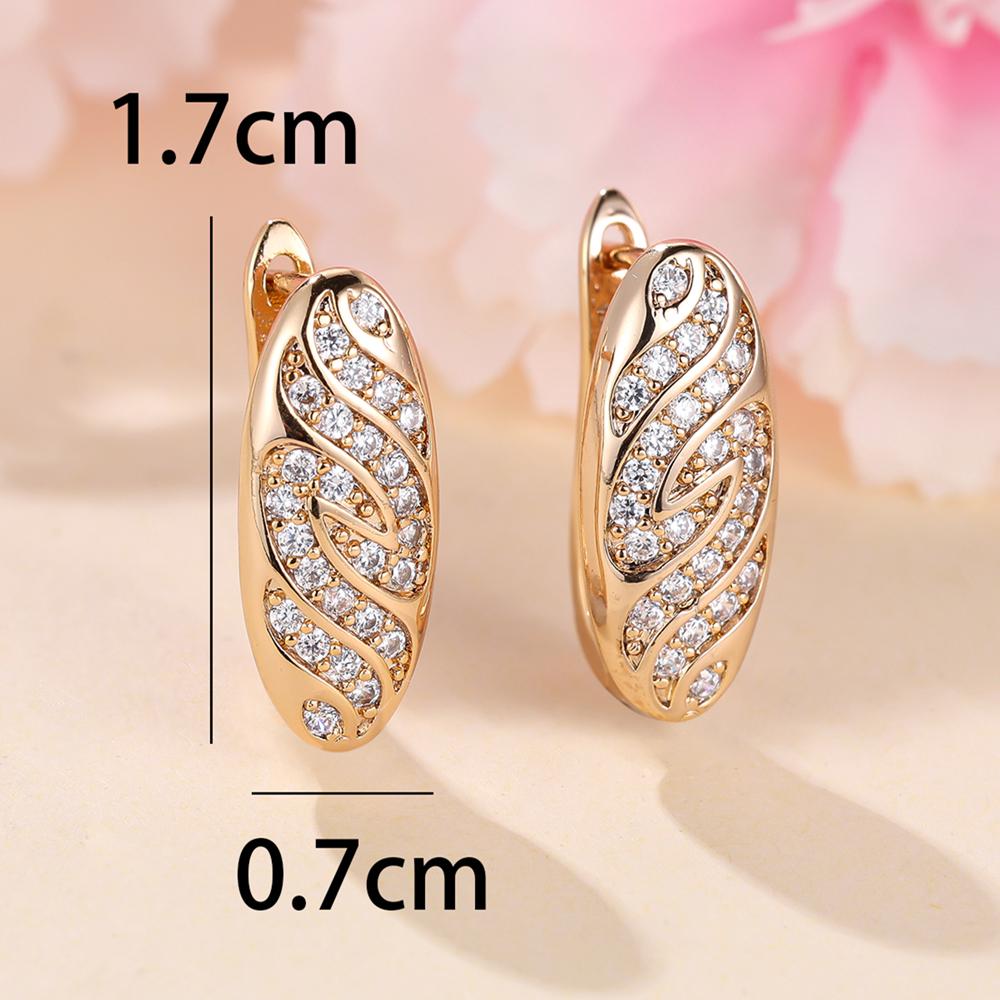 1 Pair Vintage Gold Color Oval Geometric Drop Earrings for Women Luxury Zircon Jewelry