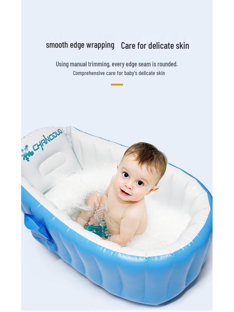 Foldable Inflatable Toddler Bathtub with Pump, Swim and Bathe Enlarged Design for Babies