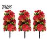 Outdoor Christmas Decorations 22" Artificial Poinsettia Flowers with Ground Spikes, Red Floral Stakes, Waterproof Winter Porch Decor PVC Simulation