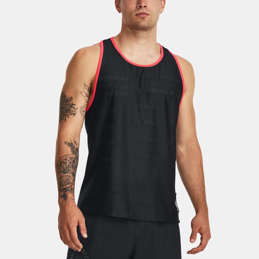 Under Armour Everywhere Letter Print Running Tank Men Tops Black 1379292-001