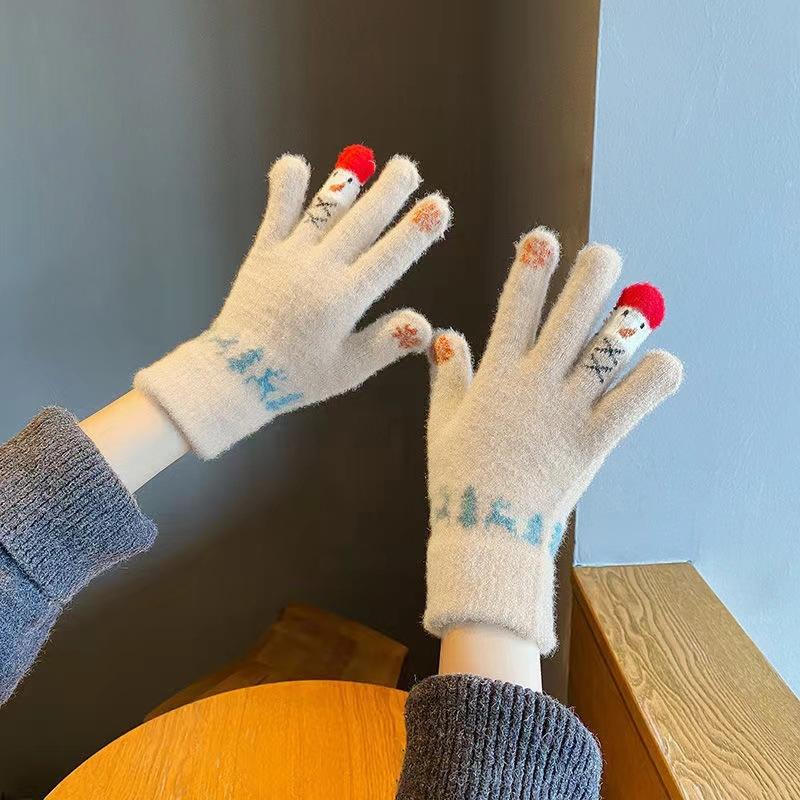 

Модные Милые Мультяшные Ветрозащитные Теплые Велосипедные Рождественские Перчатки с Сенсорным Экраном для Женщин