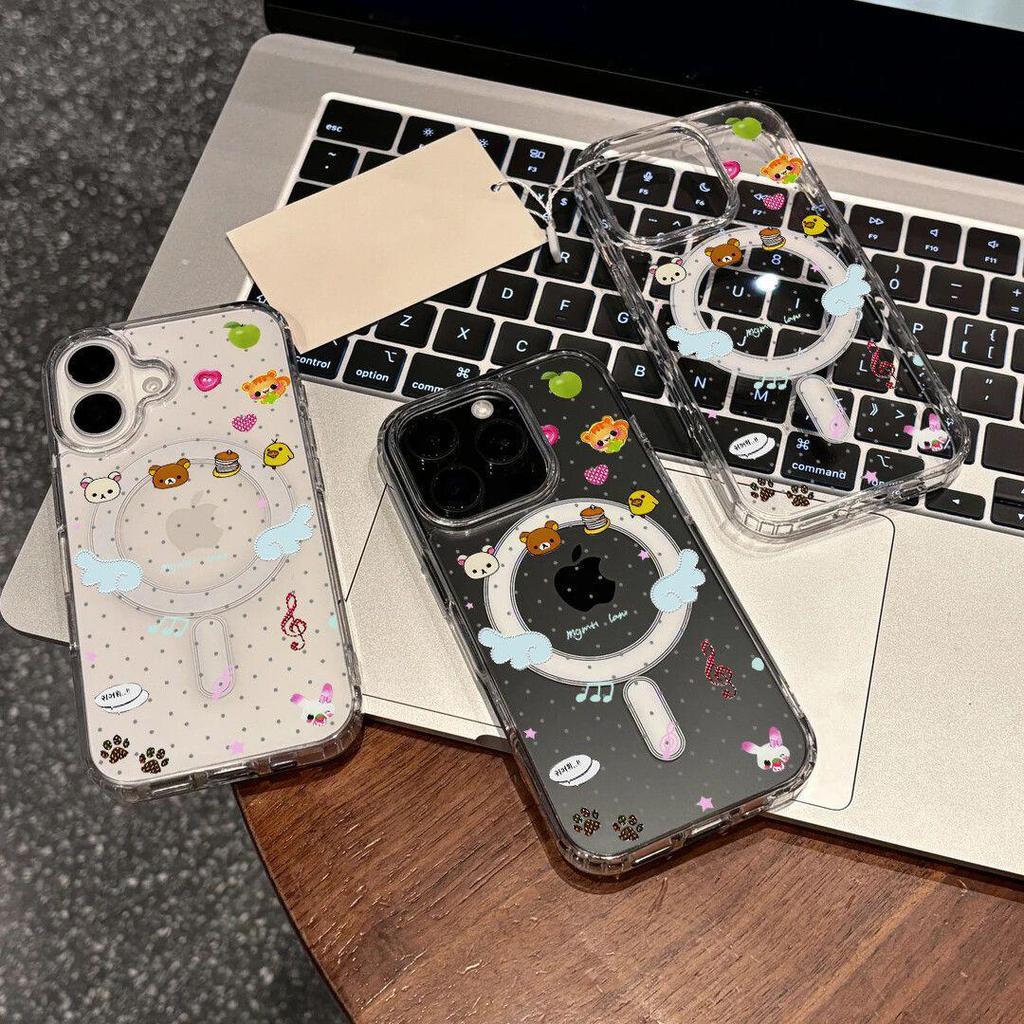 Rilakkuma Wings Magnetic Acrylic Case for Apple 12, 13 Pro, 14, 15, 17 Pro Max