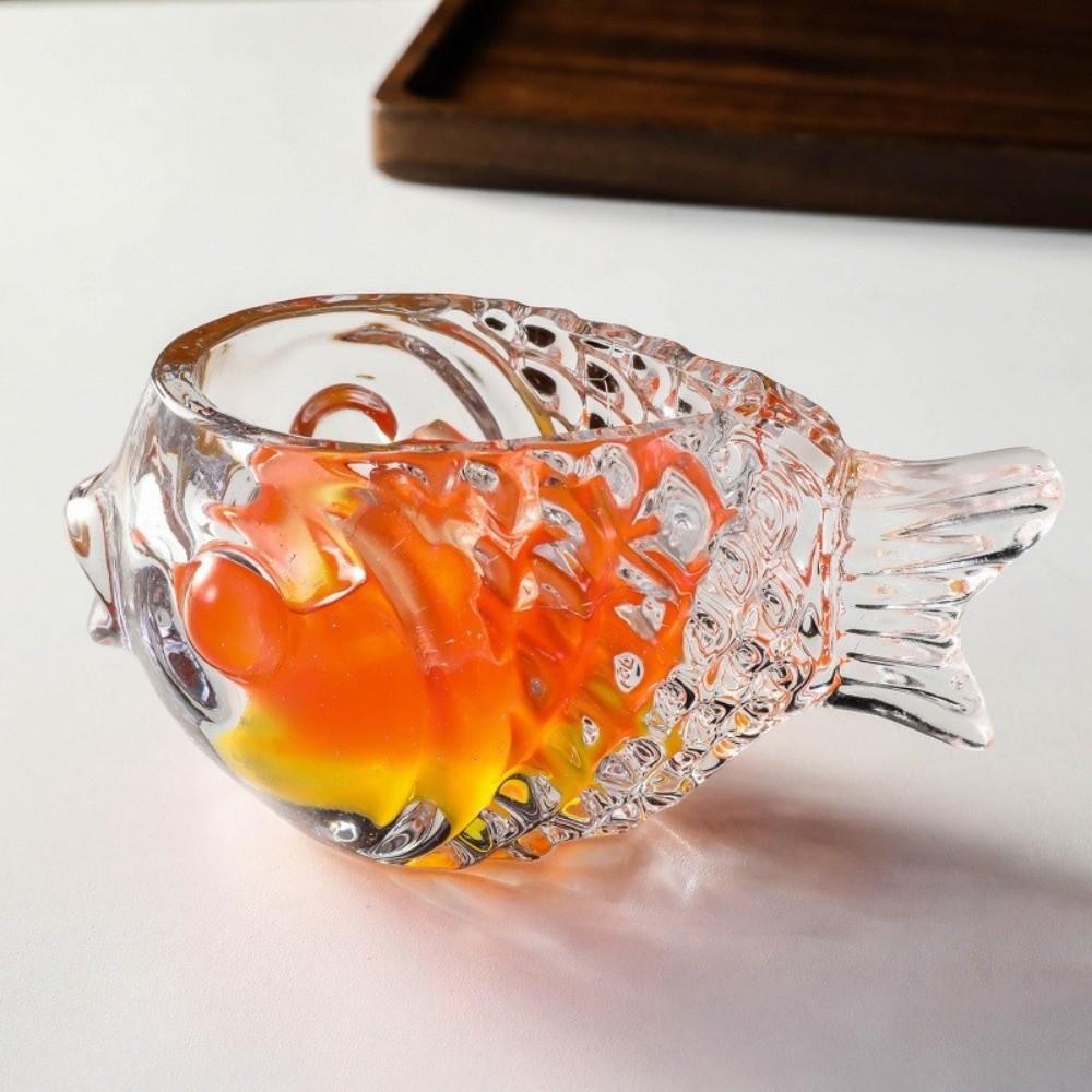 Transparent Pufferfish-shaped Glass Cup Thick Wine Glass Drinkware Fish-shaped Glass  Home Bar
