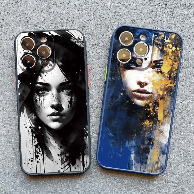 Portrait Art Watercolor Painting Phone Case For iPhone 15 14 13 12 Mini 11 Pro Max SE2 15 14 7 8 Plus XS X XR Shockproof Covers