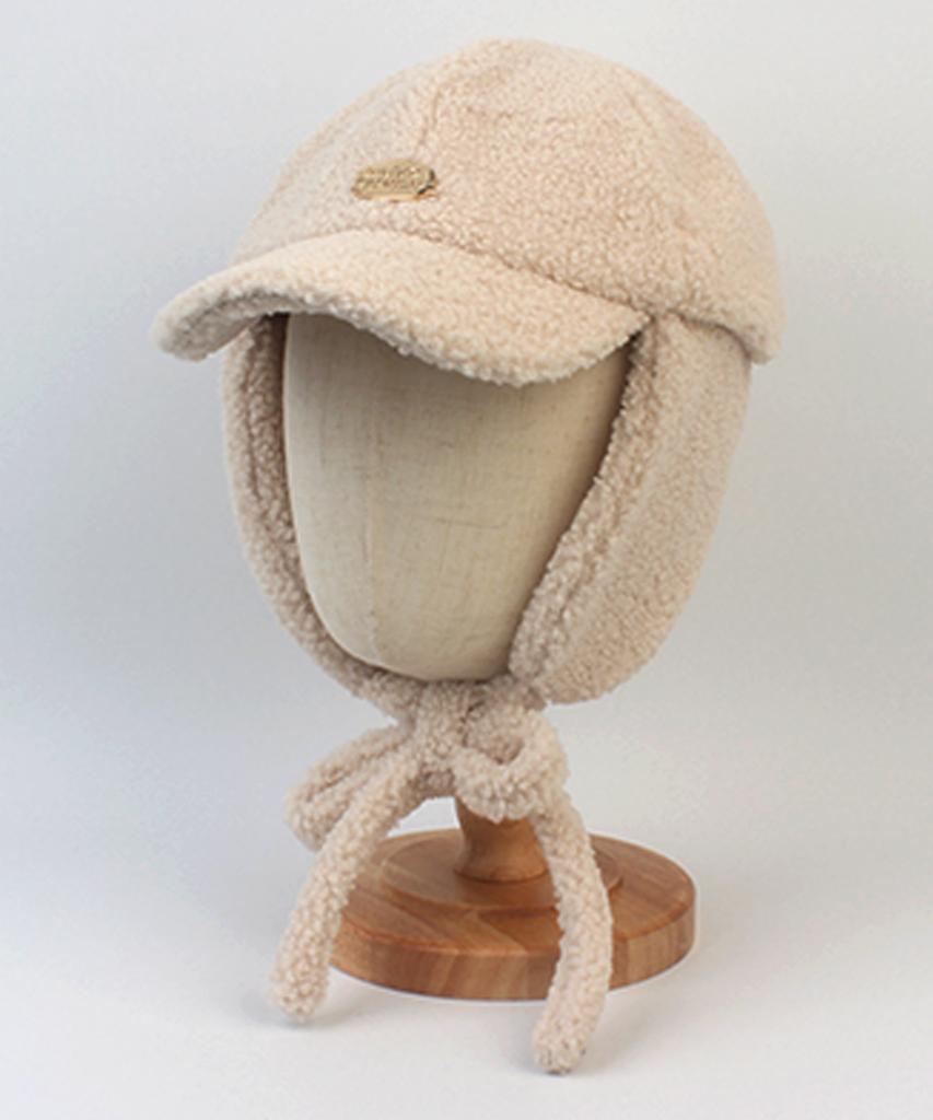 Yunibeosyeolkemiseuteuli Bubble Metal Beige Fleece Earflap Cap