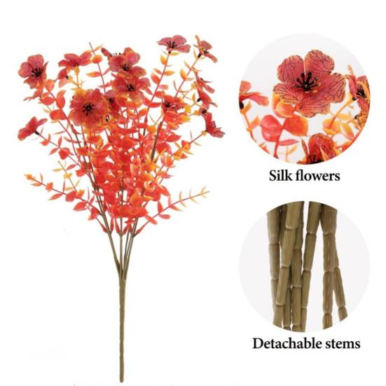 Künstliche Herbstblumen UV-beständig Künstliche Veilchen Ahornblatt-Picks Orange Realistisch
