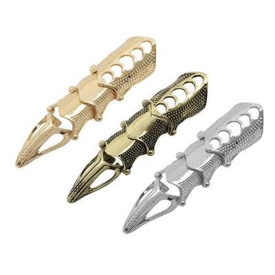 Punk Rock Scroll Joint Armor Metal Knuckles Full Finger Claw Rings Unisex Halloween Adjustable Ring Party Accessories