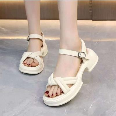 Sandalen Damen Sommer neu Muffin-Plateau Freizeit Sport Römische Strandschuhe Einwort-Riemen mit Rock Schuhe