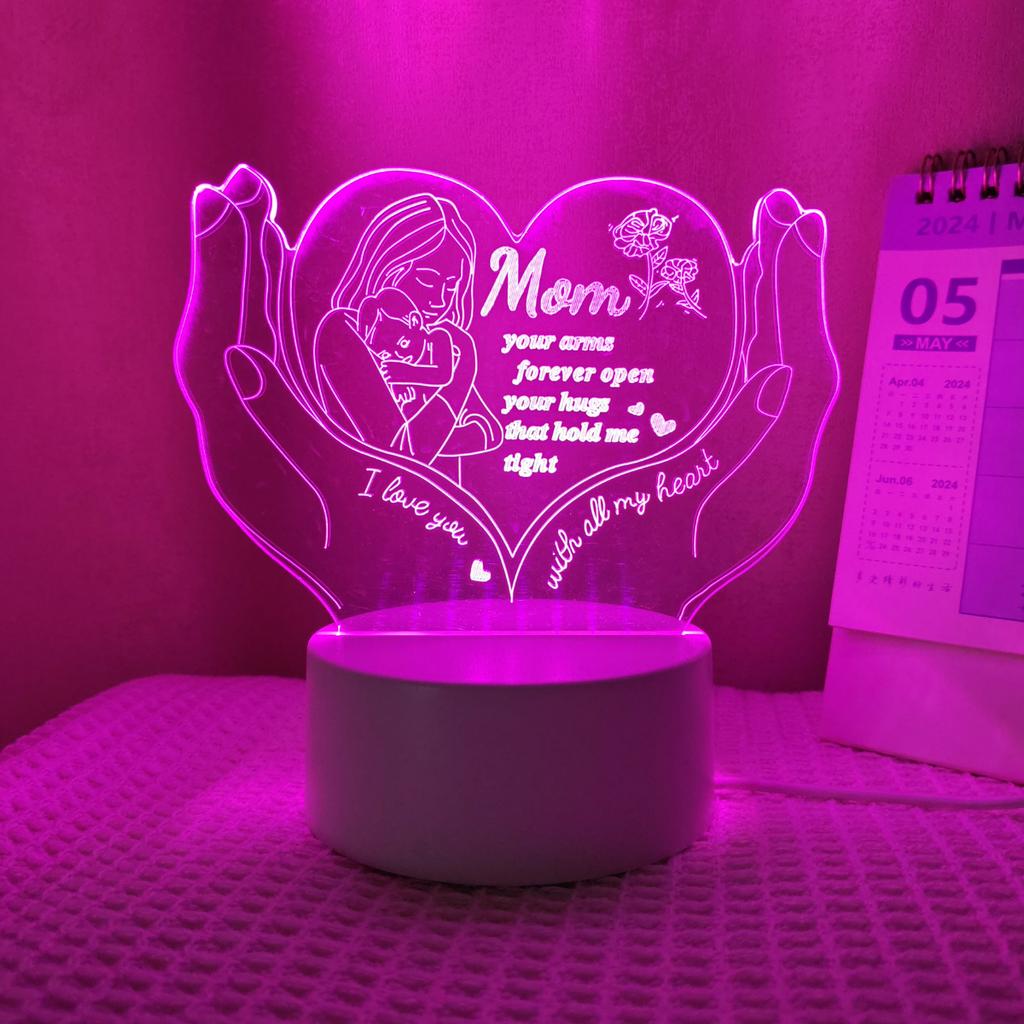 3D Night Light Creative Heart shaped Letter Light Gift Lamp for Mom Mother's Day Small Gift Lamp