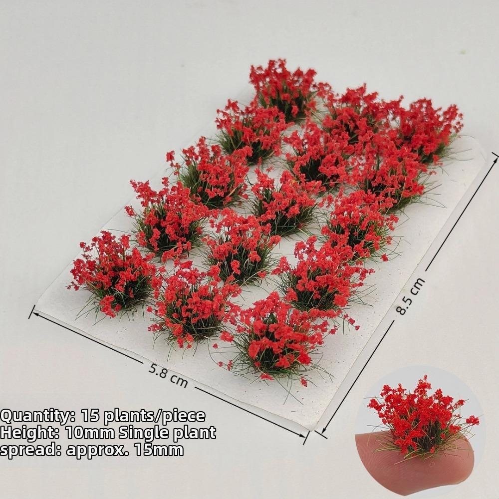 15pcs/box 10mm Grass Cluster Model Kit Multicolors Nylon Material Miniature Building Sand Table Flower 8.5*5.8cm diy