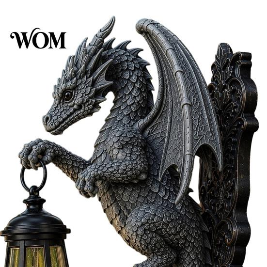 Outdoor Solar Lamp Dragon Wall Light, Vintage Resin Sculpture Lamp, Hanging Lantern Waterproof Gothic Garden for Fence Yard, Halloween Decor