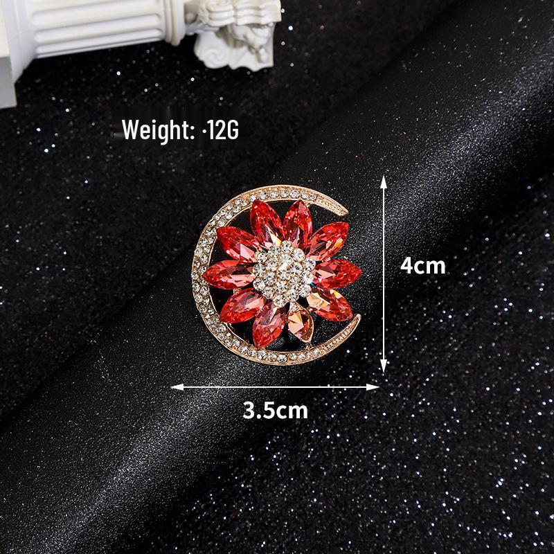 High-End Rose Red Chinese Flower Brooch: Classical Pin for Women's Qipao & Coat Accessories
