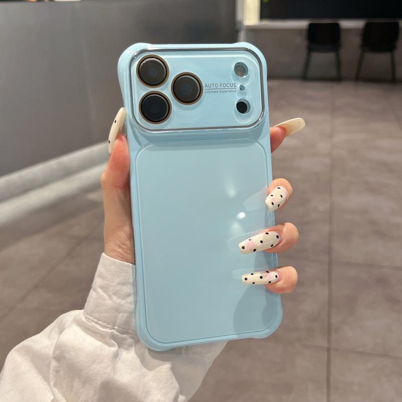 Luxury Shockproof Four Corners Armor Case For iPhone 17 16 15 14 Pro Max Glossy Acrylic Candy Hard Glass Camera Protection Cover