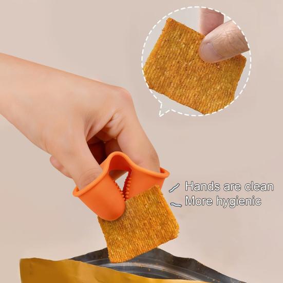 Silicone Finger Clip Tongs Non-Slip Finger Food Tongs Reusable Finger Grip Tongs for Eating Fried Chicken Chips Snacks Home Travel Use