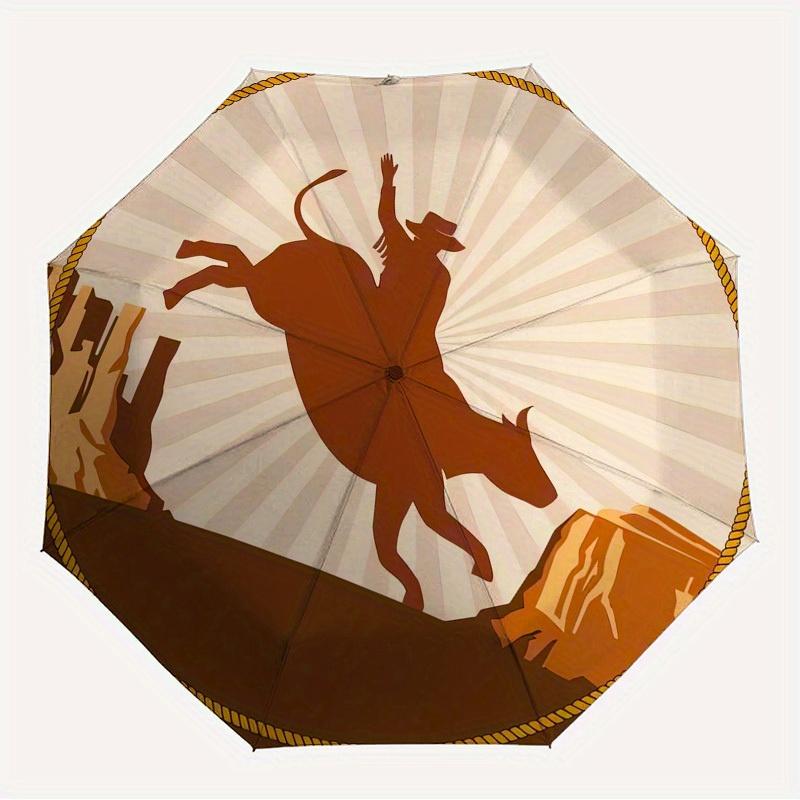 

1pc Bull RidingRodeo Themed High-quality Umbrella,Automatic Opening and Closing Umbrella,Multi-functional Umbrella G0811336