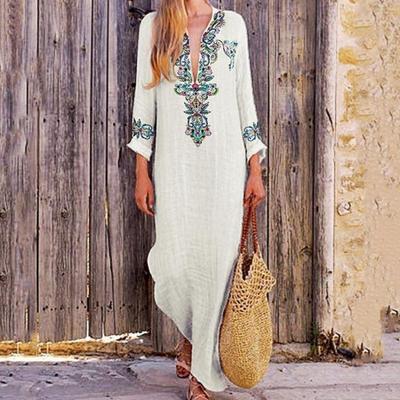 2025 Zomermode Losse V-hals Lange Jurk met Split-end Design