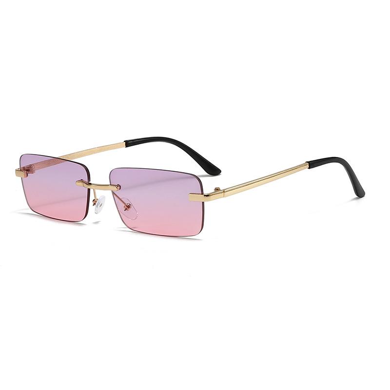 Fashionable Square Rimless Sunglasses Minimalist Trendy Street Style Shades Outdoor Sports and Travel UV-Protective Eyewear