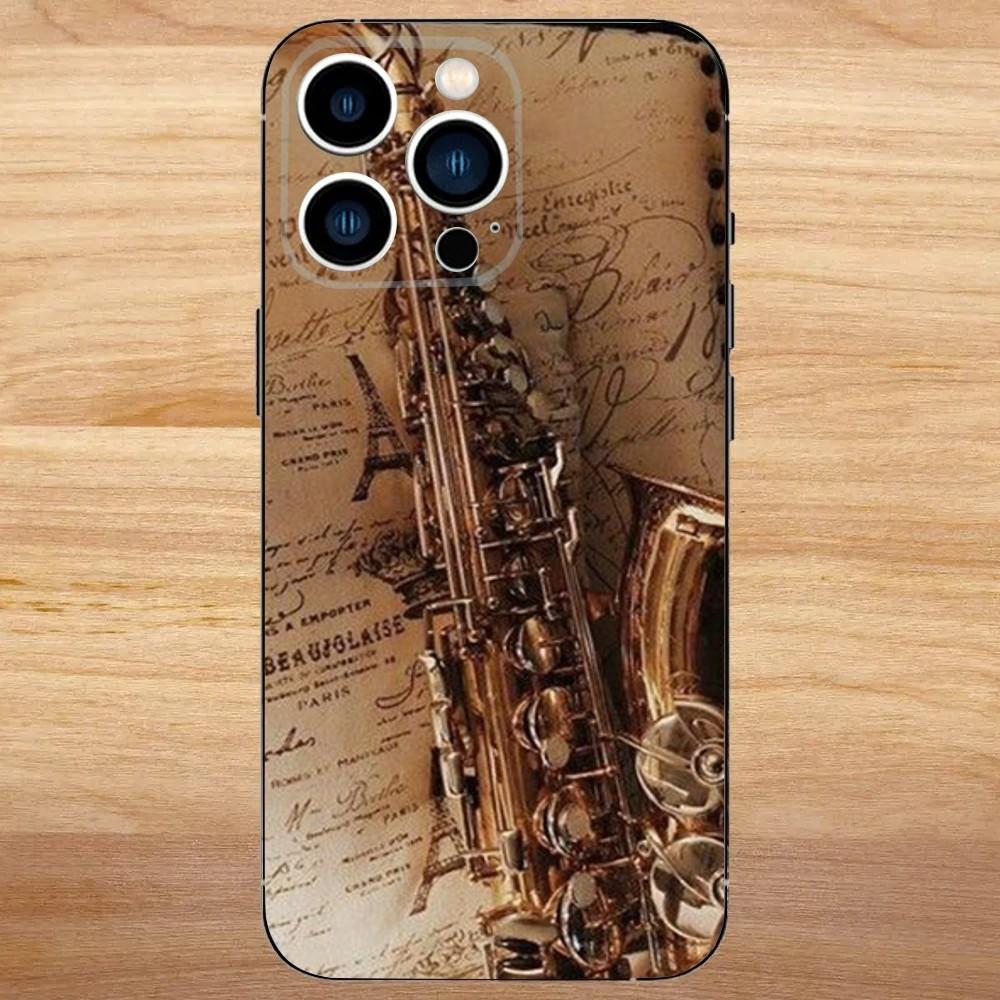 Saxophone Music Phone Case For iPhone 16,15,14,13,12,11,Mini,Pro,SE,MAX White Matte Shockproof Cover