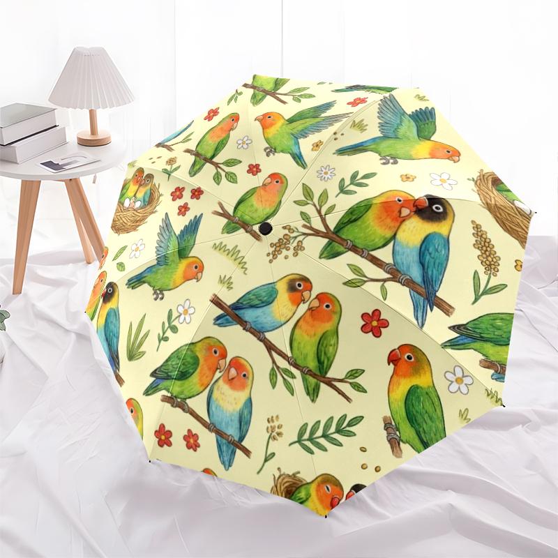 1 PC Automatic Folding Umbrella - Cute Parrot Pattern, Portable & Foldable Design with 8 Ribs, Christmas Birthday Gifts