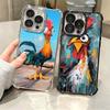 Chicken Hen Rooster Plating Phone Case For Iphone 16 17 Pro Max Air 16E 14 15 Plus 12 13 Mini Anti-Fall Airabag Cover