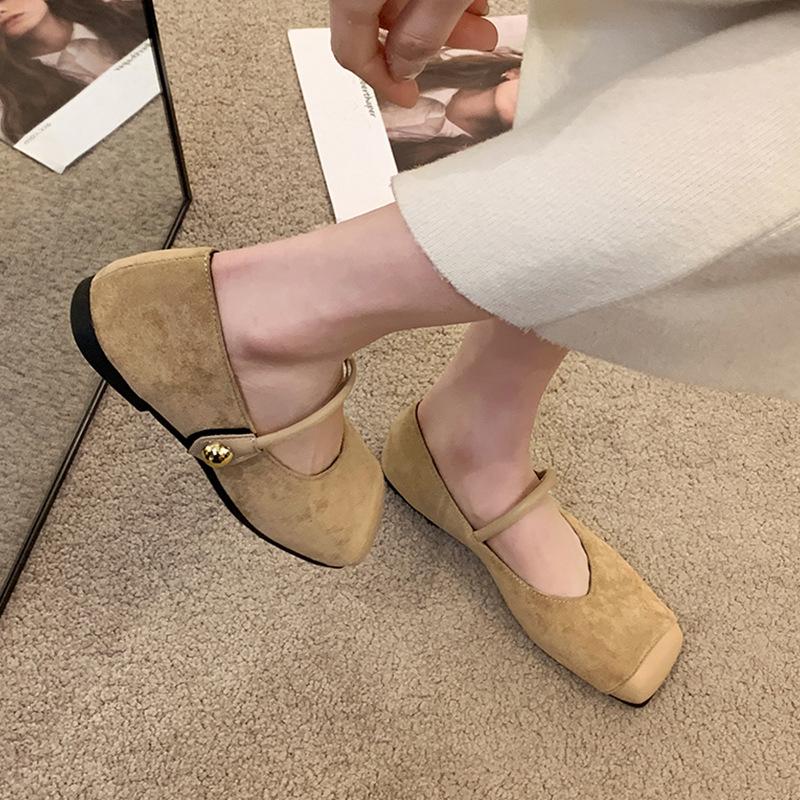 Soft-soled French Flat-soled Mary Jane Shoes 2024 Spring New Retro Square Head Shallow Mouth Single Shoes with Skirt Evening Shoes