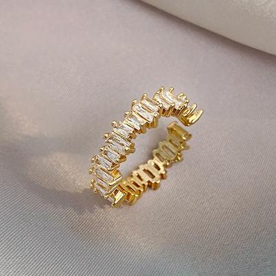 2023 neue Exquisite Unregelmäßigen Zirkon Gold Farbe Offene Ringe Koreanische Mode Schmuck Für frauen Hochzeit Party Luxus Zubehör
